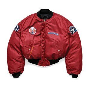 H2 Heron Preston X H&M Reversible Flight Bomber Jacket Burgundy Black